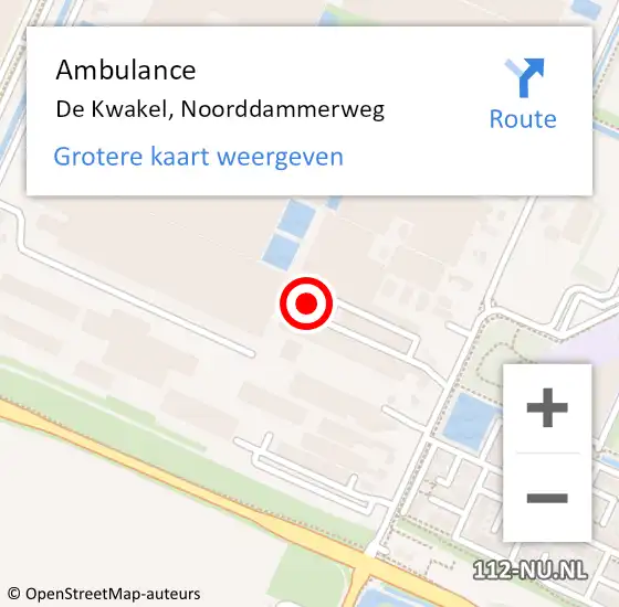 Locatie op kaart van de 112 melding: Ambulance De Kwakel, Noorddammerweg op 27 november 2024 11:45