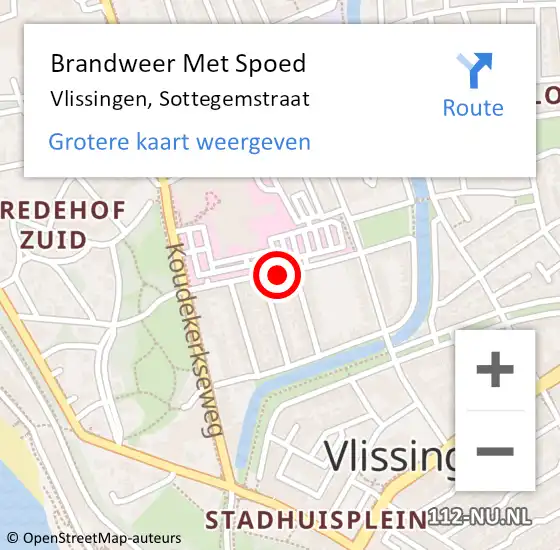 Locatie op kaart van de 112 melding: Brandweer Met Spoed Naar Vlissingen, Sottegemstraat op 27 november 2024 12:16