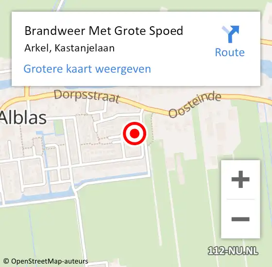 Locatie op kaart van de 112 melding: Brandweer Met Grote Spoed Naar Arkel, Kastanjelaan op 27 november 2024 12:16