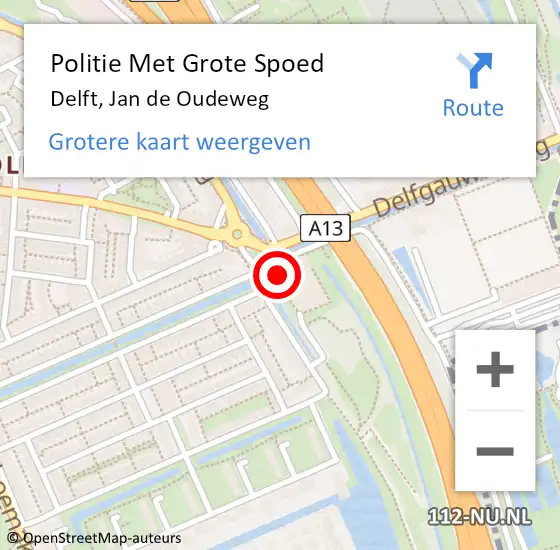 Locatie op kaart van de 112 melding: Politie Met Grote Spoed Naar Delft, Jan de Oudeweg op 27 november 2024 12:22