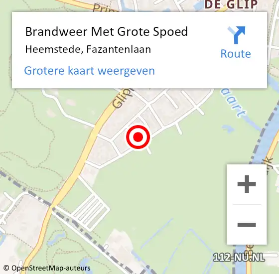 Locatie op kaart van de 112 melding: Brandweer Met Grote Spoed Naar Heemstede, Fazantenlaan op 27 november 2024 12:59