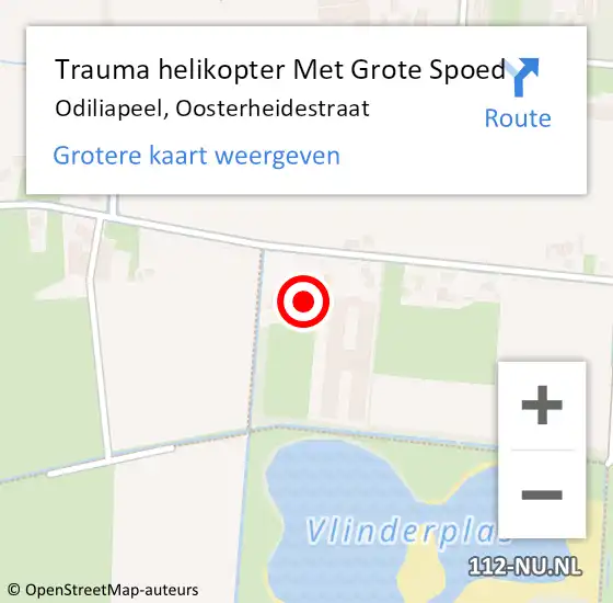 Locatie op kaart van de 112 melding: Trauma helikopter Met Grote Spoed Naar Odiliapeel, Oosterheidestraat op 27 november 2024 13:12