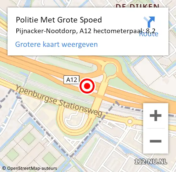 Locatie op kaart van de 112 melding: Politie Met Grote Spoed Naar Pijnacker-Nootdorp, A12 hectometerpaal: 8,2 op 27 november 2024 13:13