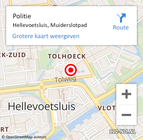 Locatie op kaart van de 112 melding: Politie Hellevoetsluis, Muiderslotpad op 27 november 2024 13:35