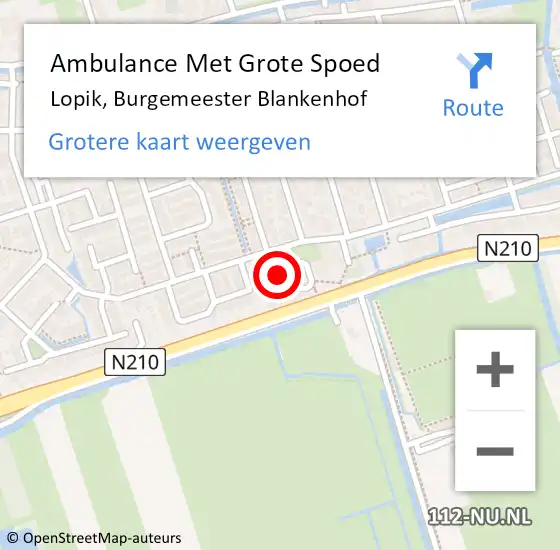 Locatie op kaart van de 112 melding: Ambulance Met Grote Spoed Naar Lopik, Burgemeester Blankenhof op 27 november 2024 13:58