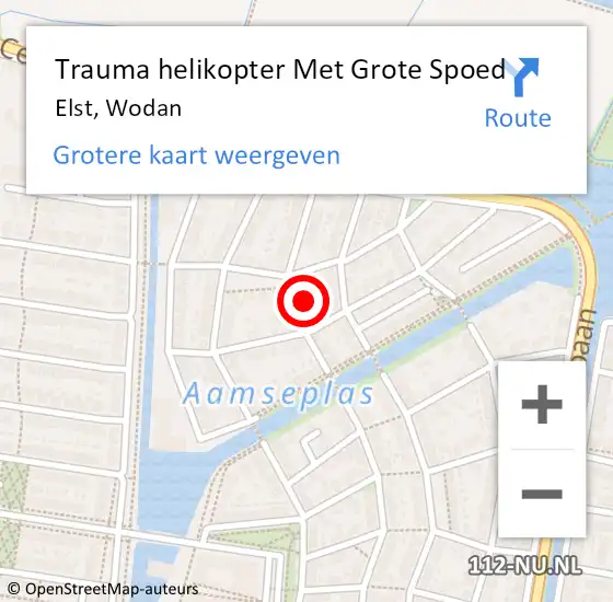 Locatie op kaart van de 112 melding: Trauma helikopter Met Grote Spoed Naar Elst, Wodan op 27 november 2024 14:00