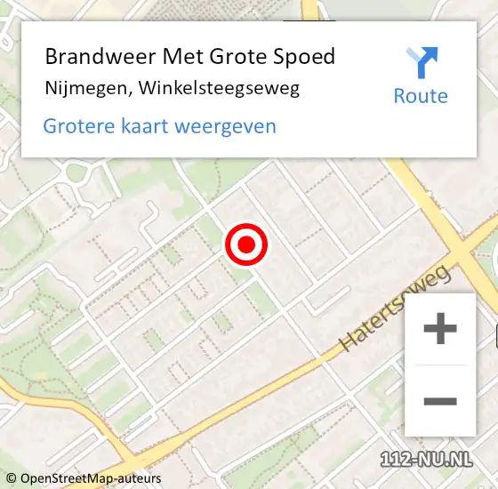 Locatie op kaart van de 112 melding: Brandweer Met Grote Spoed Naar Nijmegen, Winkelsteegseweg op 27 november 2024 14:24