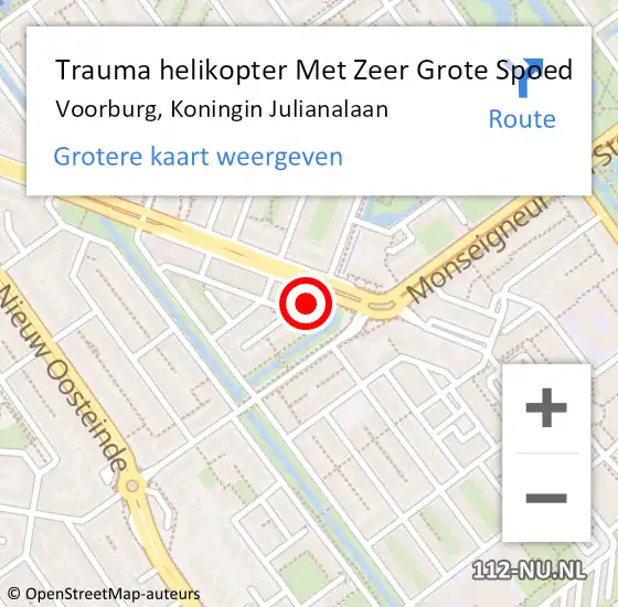 Locatie op kaart van de 112 melding: Trauma helikopter Met Zeer Grote Spoed Naar Voorburg, Koningin Julianalaan op 27 november 2024 14:33