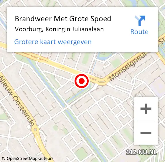 Locatie op kaart van de 112 melding: Brandweer Met Grote Spoed Naar Voorburg, Koningin Julianalaan op 27 november 2024 14:52