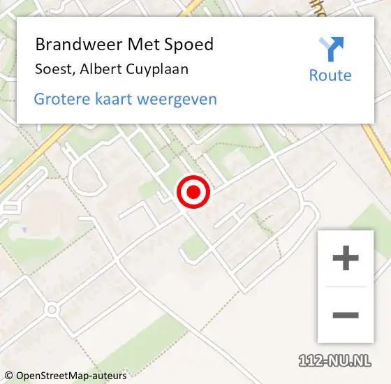 Locatie op kaart van de 112 melding: Brandweer Met Spoed Naar Soest, Albert Cuyplaan op 27 november 2024 15:02