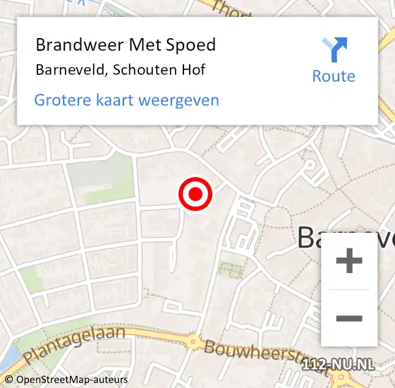 Locatie op kaart van de 112 melding: Brandweer Met Spoed Naar Barneveld, Schouten Hof op 27 november 2024 15:04