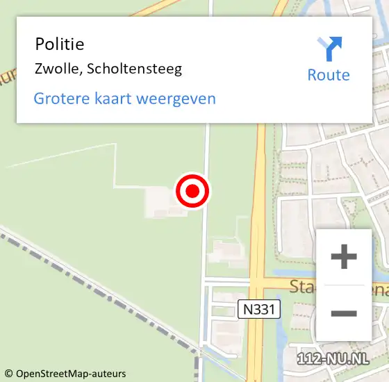 Locatie op kaart van de 112 melding: Politie Zwolle, Scholtensteeg op 27 november 2024 15:21