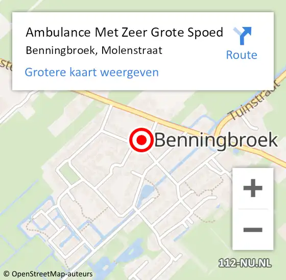 Locatie op kaart van de 112 melding: Ambulance Met Zeer Grote Spoed Naar Benningbroek, Molenstraat op 27 november 2024 15:22