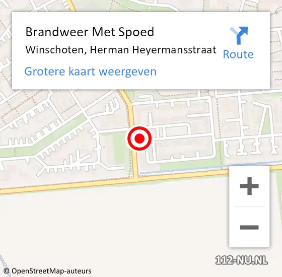 Locatie op kaart van de 112 melding: Brandweer Met Spoed Naar Winschoten, Herman Heyermansstraat op 27 november 2024 15:22