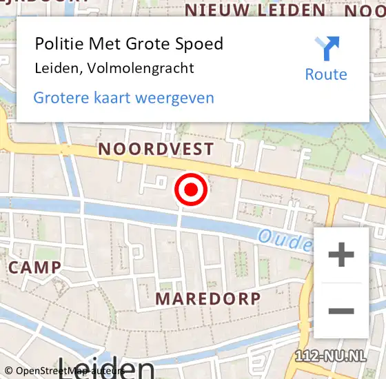 Locatie op kaart van de 112 melding: Politie Met Grote Spoed Naar Leiden, Volmolengracht op 27 november 2024 15:25