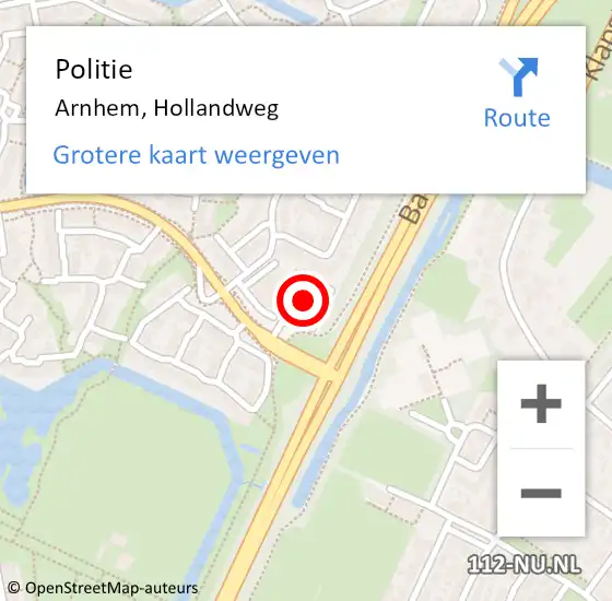 Locatie op kaart van de 112 melding: Politie Arnhem, Hollandweg op 27 november 2024 15:34