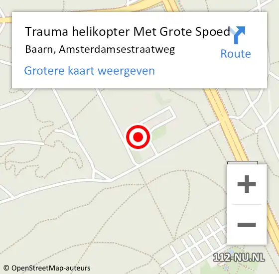 Locatie op kaart van de 112 melding: Trauma helikopter Met Grote Spoed Naar Baarn, Amsterdamsestraatweg op 27 november 2024 15:35