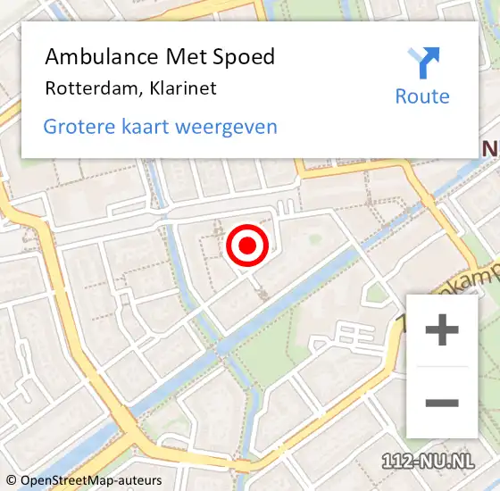 Locatie op kaart van de 112 melding: Ambulance Met Spoed Naar Rotterdam, Klarinet op 27 november 2024 15:41