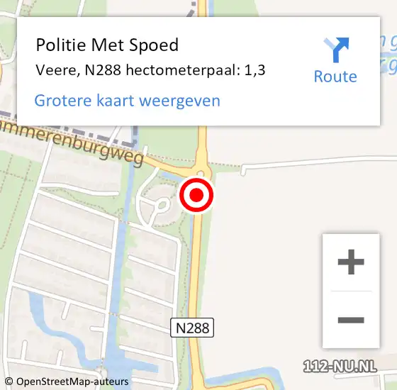 Locatie op kaart van de 112 melding: Politie Met Spoed Naar Veere, N288 hectometerpaal: 1,3 op 27 november 2024 15:49