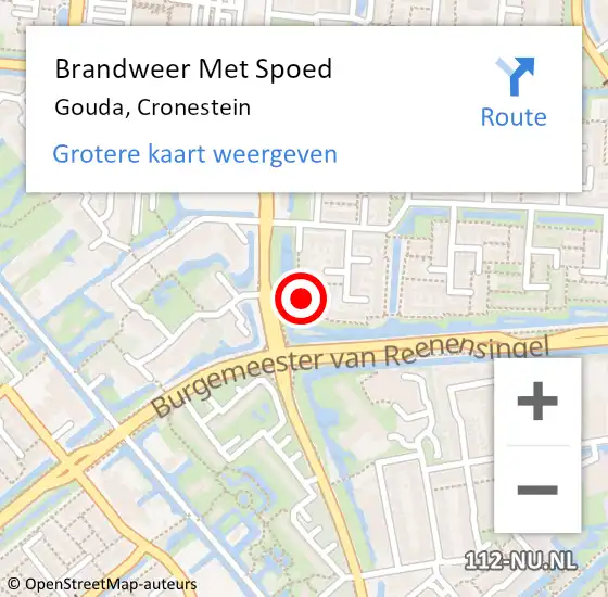 Locatie op kaart van de 112 melding: Brandweer Met Spoed Naar Gouda, Cronestein op 27 november 2024 15:56