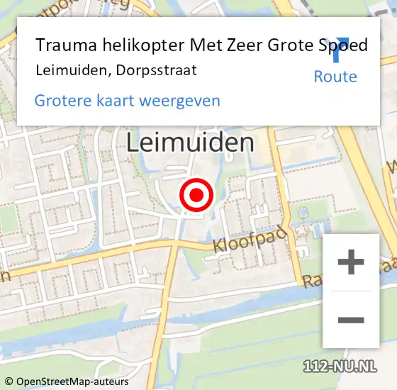 Locatie op kaart van de 112 melding: Trauma helikopter Met Zeer Grote Spoed Naar Leimuiden, Dorpsstraat op 27 november 2024 16:13