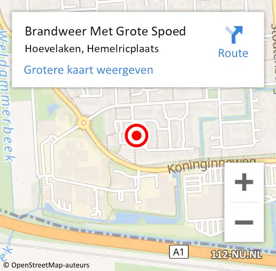 Locatie op kaart van de 112 melding: Brandweer Met Grote Spoed Naar Hoevelaken, Hemelricplaats op 27 november 2024 16:19