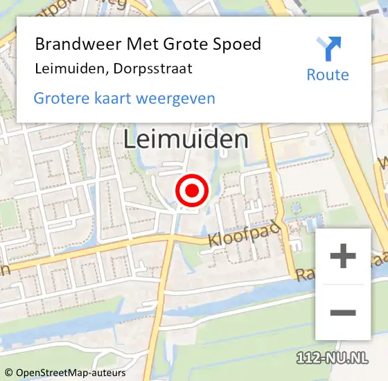 Locatie op kaart van de 112 melding: Brandweer Met Grote Spoed Naar Leimuiden, Dorpsstraat op 27 november 2024 16:21