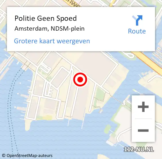 Locatie op kaart van de 112 melding: Politie Geen Spoed Naar Amsterdam, NDSM-plein op 27 november 2024 16:35