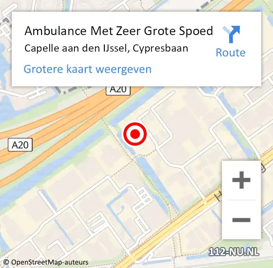 Locatie op kaart van de 112 melding: Ambulance Met Zeer Grote Spoed Naar Capelle aan den IJssel, Cypresbaan op 27 november 2024 16:40