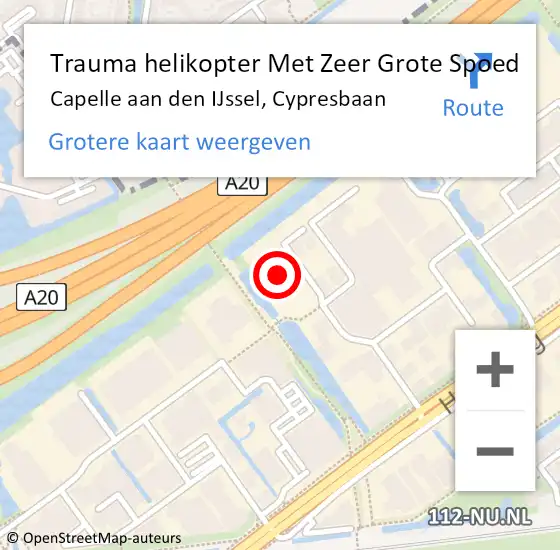 Locatie op kaart van de 112 melding: Trauma helikopter Met Zeer Grote Spoed Naar Capelle aan den IJssel, Cypresbaan op 27 november 2024 16:42