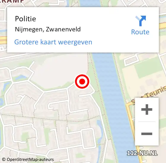 Locatie op kaart van de 112 melding: Politie Nijmegen, Zwanenveld op 27 november 2024 16:51