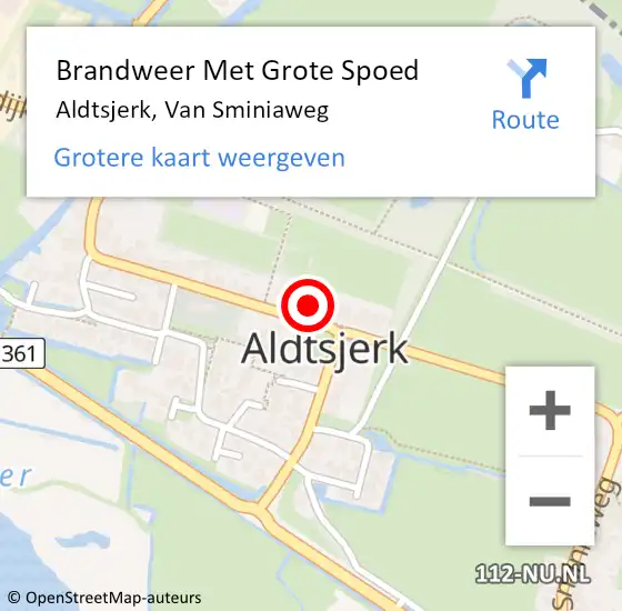 Locatie op kaart van de 112 melding: Brandweer Met Grote Spoed Naar Aldtsjerk, Van Sminiaweg op 27 november 2024 16:52