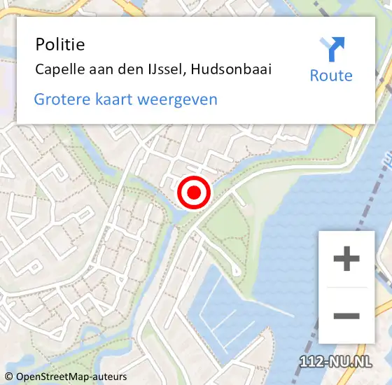 Locatie op kaart van de 112 melding: Politie Capelle aan den IJssel, Hudsonbaai op 27 november 2024 16:58