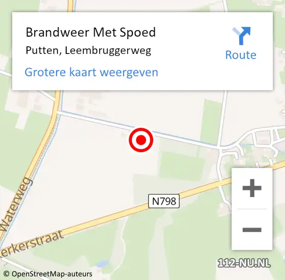 Locatie op kaart van de 112 melding: Brandweer Met Spoed Naar Putten, Leembruggerweg op 27 november 2024 17:14