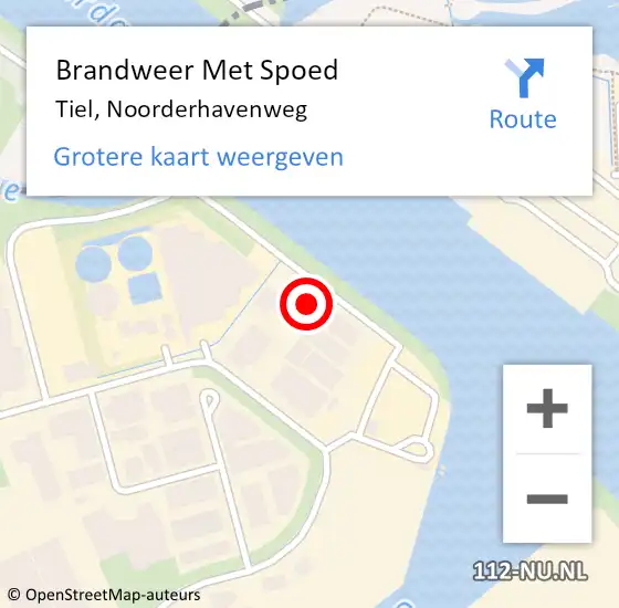 Locatie op kaart van de 112 melding: Brandweer Met Spoed Naar Tiel, Noorderhavenweg op 27 november 2024 17:16