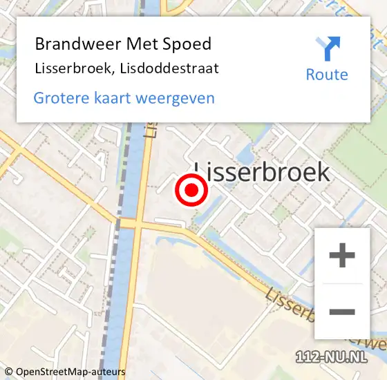 Locatie op kaart van de 112 melding: Brandweer Met Spoed Naar Lisserbroek, Lisdoddestraat op 27 november 2024 17:38