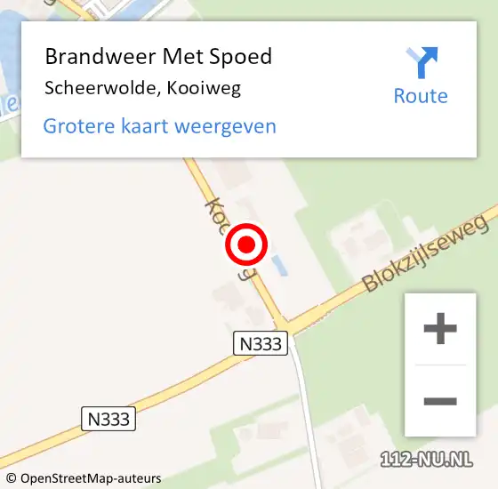 Locatie op kaart van de 112 melding: Brandweer Met Spoed Naar Scheerwolde, Kooiweg op 27 november 2024 17:43