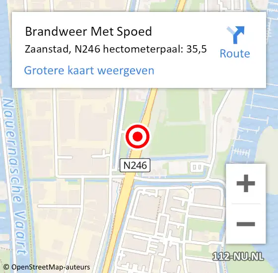 Locatie op kaart van de 112 melding: Brandweer Met Spoed Naar Zaanstad, N246 hectometerpaal: 35,5 op 27 november 2024 17:55