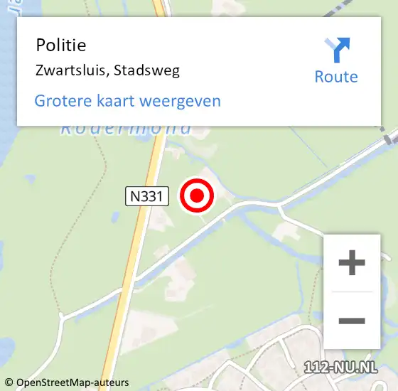 Locatie op kaart van de 112 melding: Politie Zwartsluis, Stadsweg op 27 november 2024 17:55