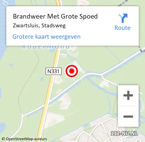 Locatie op kaart van de 112 melding: Brandweer Met Grote Spoed Naar Zwartsluis, Stadsweg op 27 november 2024 17:56