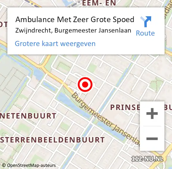 Locatie op kaart van de 112 melding: Ambulance Met Zeer Grote Spoed Naar Zwijndrecht, Burgemeester Jansenlaan op 27 november 2024 18:01