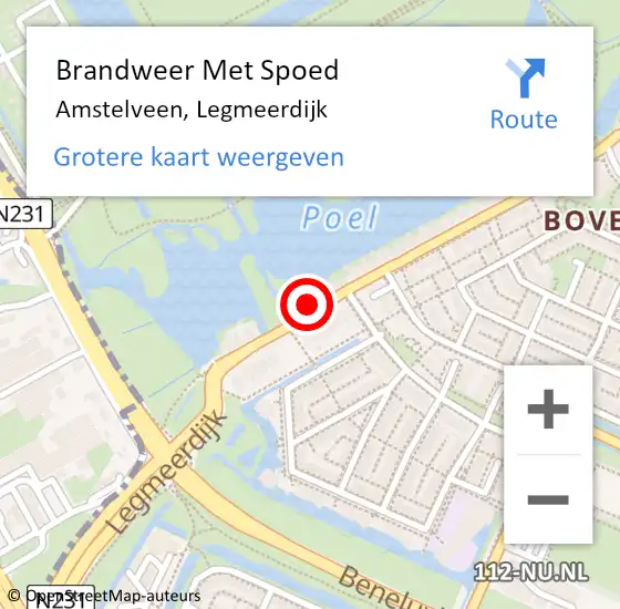 Locatie op kaart van de 112 melding: Brandweer Met Spoed Naar Amstelveen, Legmeerdijk op 27 november 2024 18:10