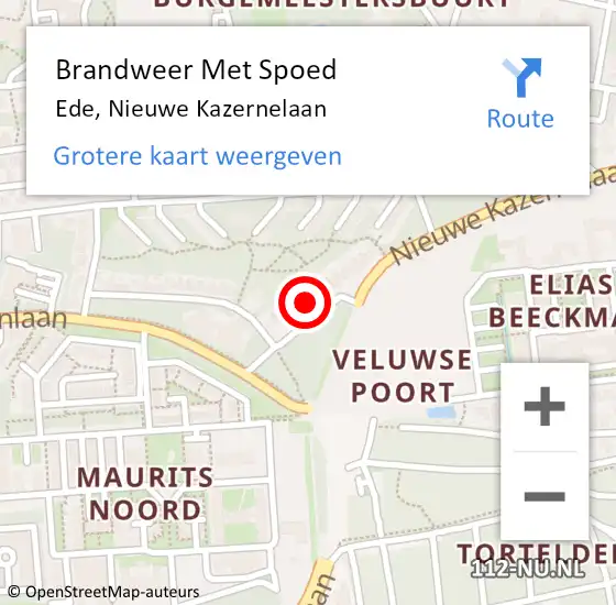 Locatie op kaart van de 112 melding: Brandweer Met Spoed Naar Ede, Nieuwe Kazernelaan op 27 november 2024 18:24