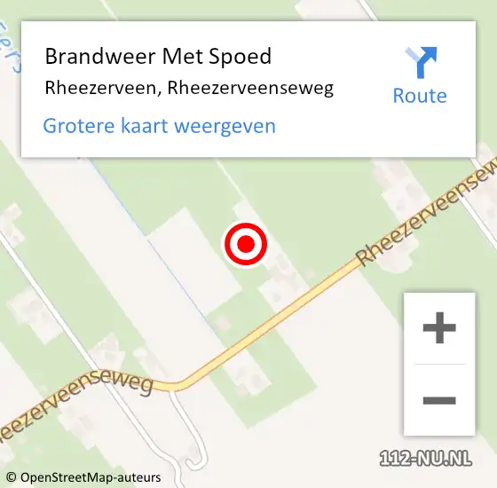 Locatie op kaart van de 112 melding: Brandweer Met Spoed Naar Rheezerveen, Rheezerveenseweg op 27 november 2024 18:36