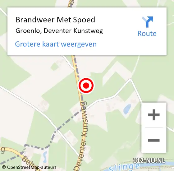 Locatie op kaart van de 112 melding: Brandweer Met Spoed Naar Groenlo, Deventer Kunstweg op 27 november 2024 18:36