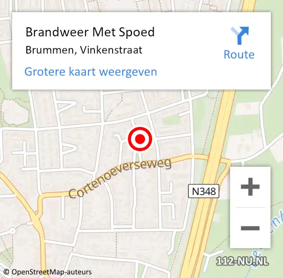 Locatie op kaart van de 112 melding: Brandweer Met Spoed Naar Brummen, Vinkenstraat op 27 november 2024 18:36