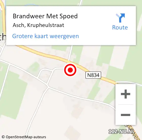 Locatie op kaart van de 112 melding: Brandweer Met Spoed Naar Asch, Krupheulstraat op 27 november 2024 18:41