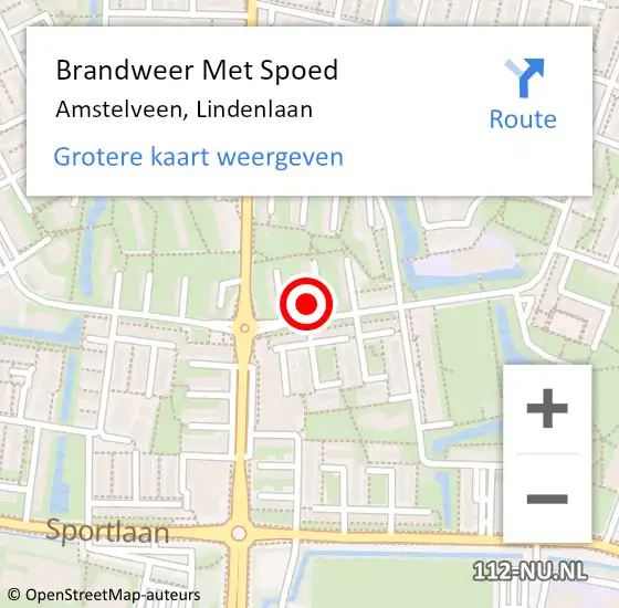 Locatie op kaart van de 112 melding: Brandweer Met Spoed Naar Amstelveen, Lindenlaan op 27 november 2024 18:45