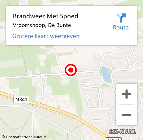 Locatie op kaart van de 112 melding: Brandweer Met Spoed Naar Vroomshoop, De Bunte op 27 november 2024 18:57