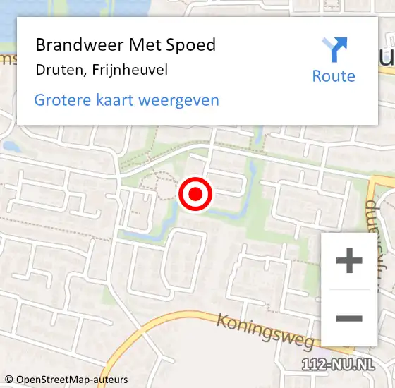 Locatie op kaart van de 112 melding: Brandweer Met Spoed Naar Druten, Frijnheuvel op 27 november 2024 19:00